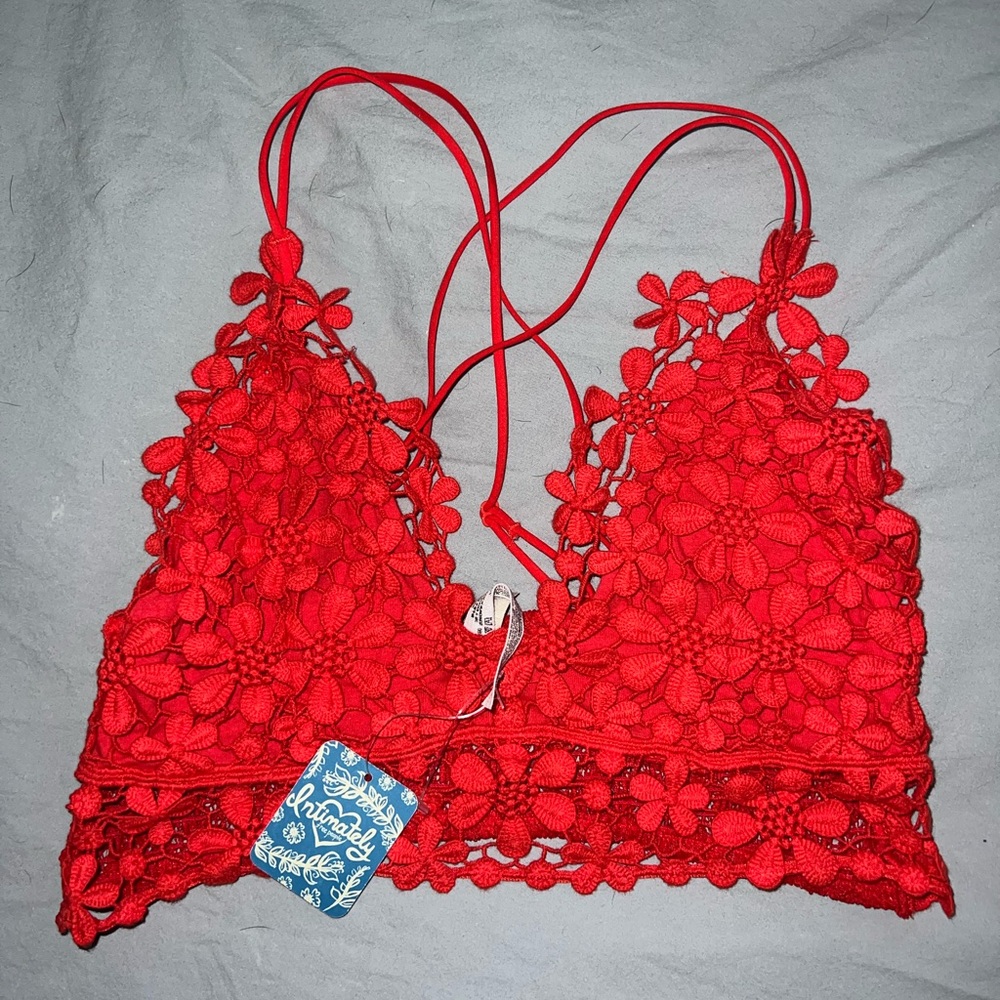 NWT Free People Intimately Miss Dazie Red Lace Bra Bralette Small S